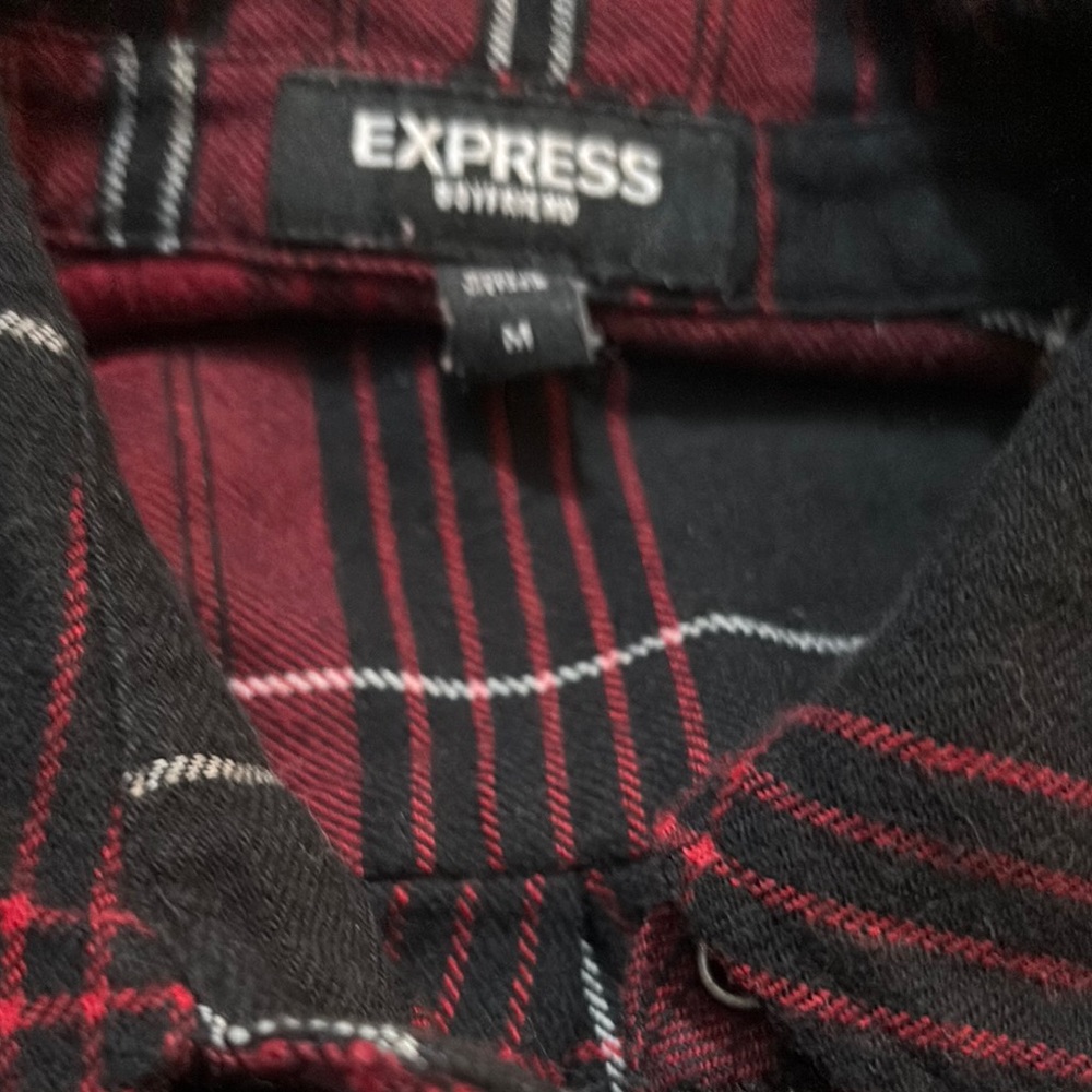 Express Red and Black Casual Button Down Shirt - Picture 2 of 3